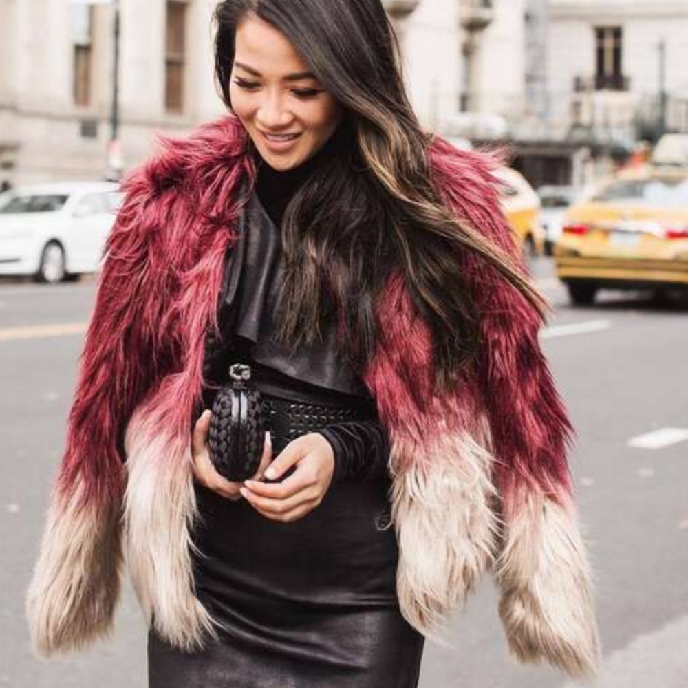 Bebe Ombre Faux Fur Coat - Picture 4 of 17